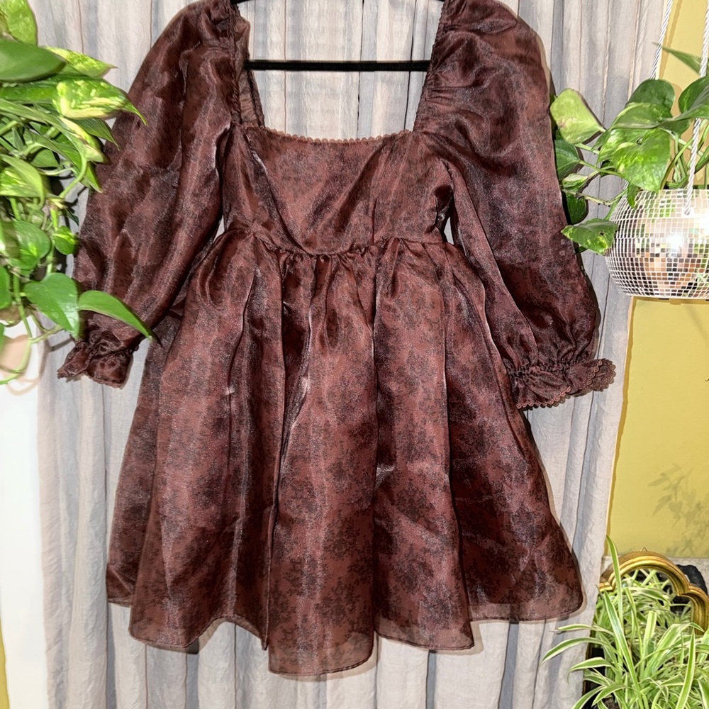 Selkie chocolate puff dress xs liek new.
